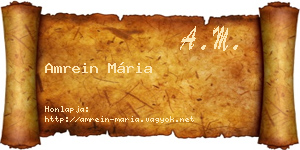 Amrein Mária névjegykártya